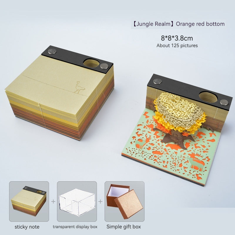 Jungle Secret 3d Creative Three-Dimensional Tree Shredded Gradient Note Gift Creative Paper Carving Beautiful and Practical