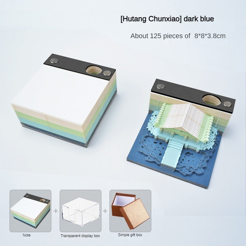 Huantang Chunxiao 3d Three-Dimensional Note Paper Paper Carving Ancient Style Architectural Creative Hand Tearing Art Net Red High Color Value Sticky Notes