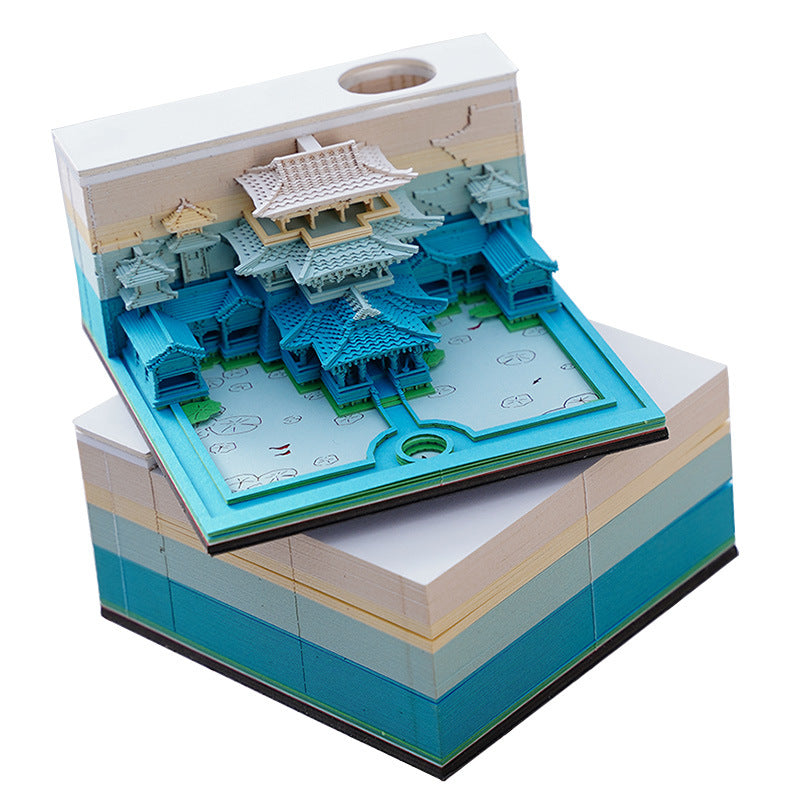 Sky Palace 3d Three-Dimensional Note Paper Ancient Architectural Paper Carving Model Creative High-Looking Value Internet Celebrity Sticky Notes Books
